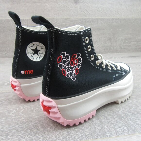 Converse Run Star Hike HI "Love" Sneakers Women's Size 7.5 Black Red NEW - Picture 7 of 16